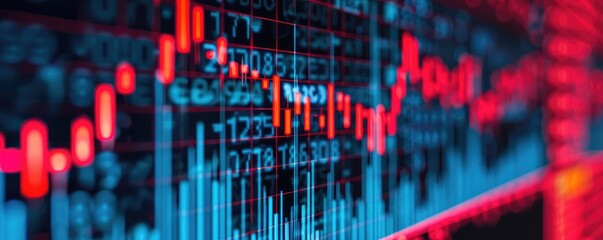 Holographic price plummet, virtual business crisis, futuristic economic impact, dark design