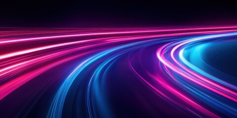 Abstract neon light trails in a minimalistic design, highlighting the concept of dynamic and innovative problem-solving approaches