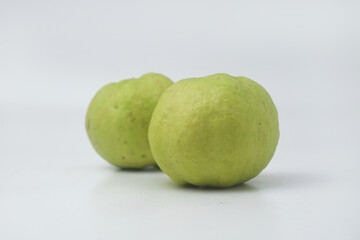 Fresh green guava is on an isolate white background