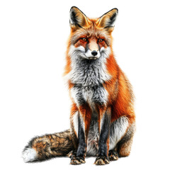 Fototapeta premium Vibrant and Detailed Animal Sticker of a Red Fox with Realistic Fur Texture and Expressive Eyes