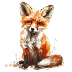 Obraz premium Cute Animal Sticker of a Red Fox - Adorable Wildlife Illustration for Kids, Scrapbooking, and Craft Projects