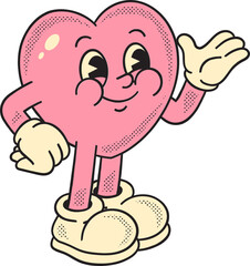 Heart Mascot Retro Character Illustration