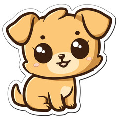 Cute Animal Sticker of a Golden Retriever Puppy with Adorable Expression and Detailed Illustration