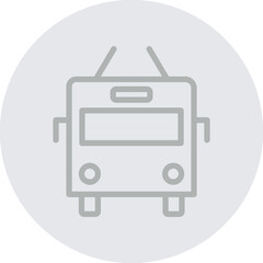 Trolleybus Vector Line Grey Circle Grey