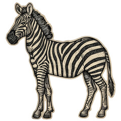 Fototapeta premium Cute and Detailed Zebra Animal Sticker with Vintage Design for Kids and Nature Lovers