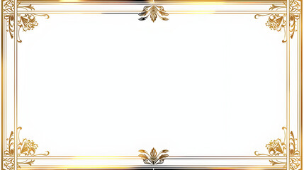Golden Ornamental Frame with White Background