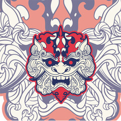 Hand Drawn Foo Dog Illustration Stock Vector	