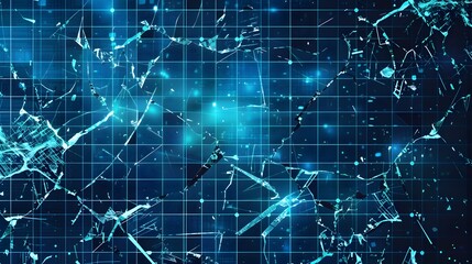 Obraz premium Disruptive Digital Glitch Patterns with Cracked Screen Effect Background