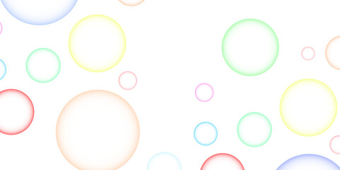 Colorful bubbles. Abstract, Colorful transparent pink, blue and soap bubbles floating in the air. Modern abstract light pink bubble background with circles. Banner pattern with copy space illustration