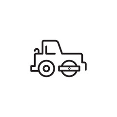 Fototapeta premium Steamroller vehicle industry construction icon. Road roller icon black and white vector sign. Editable icon.