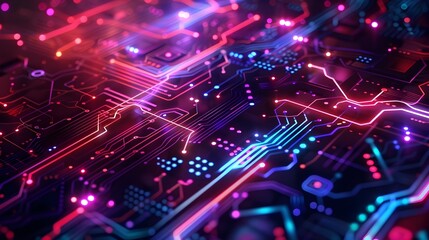 Futuristic Glowing Circuit Board Design for High-Tech Sports Background