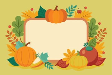 Fall-Themed Frame with Pumpkins, Leaves, and Berries