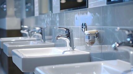Fototapeta premium Invisible Germs Lurking on Bathroom Handrails:A Public Health Concern
