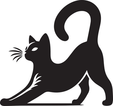 recommend clip art: Cats collection silhouette, Cat silhouette, black silhouette cat stretching full body,