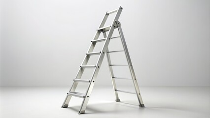 isolated ladder on a clean white background solo metal ladder against plain white studio background minimalistic ladder composition on pure white surface