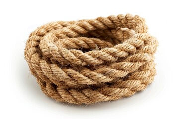 Fototapeta premium Isolated Jute Rope Tied in Knots on a White Background, a Simple and Natural Texture for Eco-Friendly Design Elements