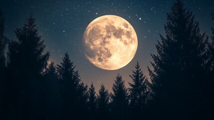 Full Moon Night in the Forest