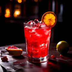 free photo red iced cocktail on the table