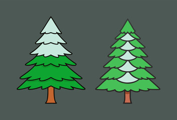 A Set of Cedar Tree Vector Art