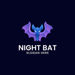 Vector Logo design Illustration night bat Gradient Colorful Style