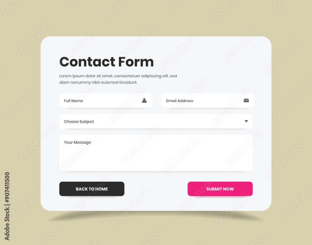 Wall mural contact form popup web and mobile interface template design