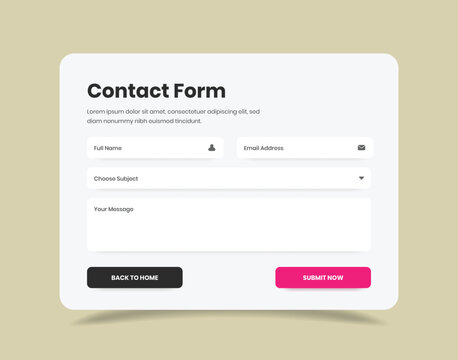 Contact form popup web and mobile interface template design