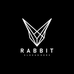 rabbit head line logo illustration design vector