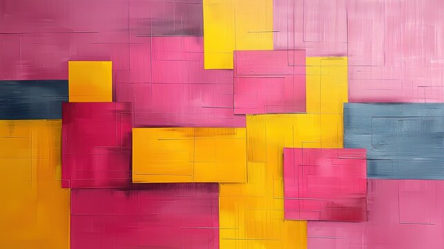 Vibrant, Dynamic Abstract Collage with Overlapping Rectangular Pieces