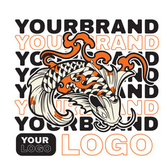 Fish koi logo and symbol vector image	