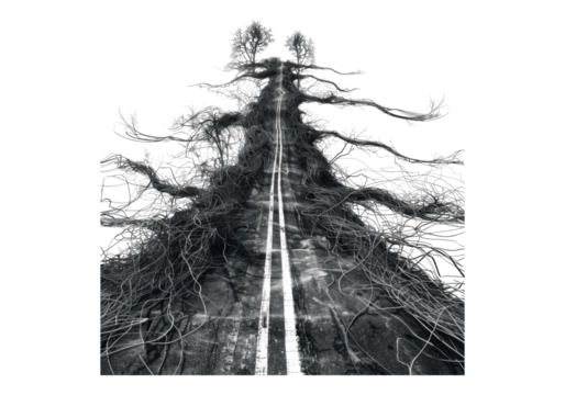 tangled road isolated on transparent background.