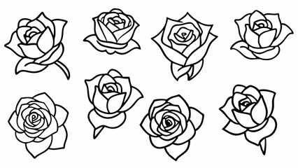 Beautiful Decorative Rose Silhouette and Hand-Drawn Flower Illustrations