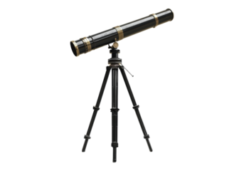 telescope on tripod isolated on transparent background.