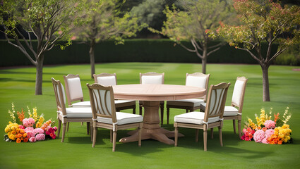Fototapeta premium set of chairs in the garden. generated ai