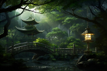 majestic pagoda standing tall amidst lush green forest