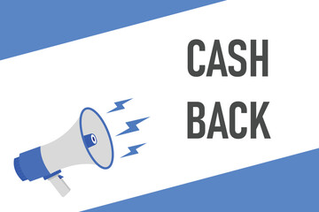 Cash Back button, banner, label, template for website. Cash Back text with colorful megaphone icon
