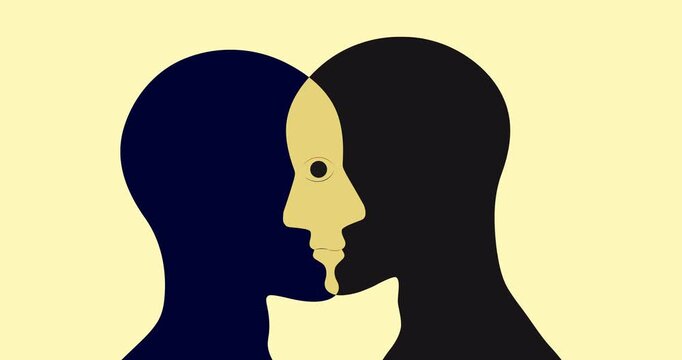 design for Metaphor bipolar disorder, Parkinson, Double face, Split personality and Mental health illness.