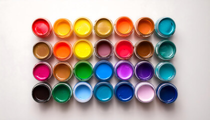 Colorful Paints on White Background- Description- Top view of colorful paints arranged _1(86)