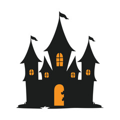 Eerie Haunted House Silhouette Vector - Perfect for Halloween Art