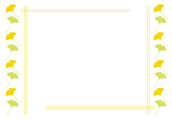 秋のいちょうの葉フレーム背景22