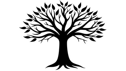 Versatile Tree Silhouette: Minimalist Black Vector for Creative Projects