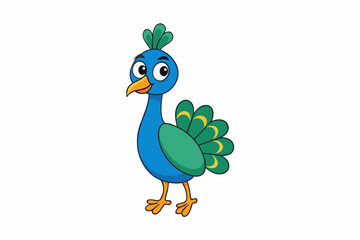  kawaii peacock vector illustration