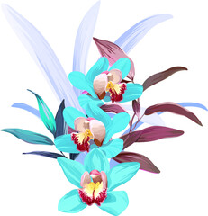 Bouquet of tropical flowers. Exotic, paradise flowers. Hawaiian bouquet