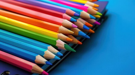 Fototapeta premium back school background colorful pencils