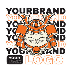 funny vector illustration of cat as a samurai , it can be use for shirt design or poster	