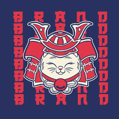 funny vector illustration of cat as a samurai , it can be use for shirt design or poster	