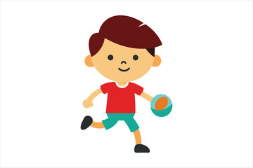 Fototapeta premium cartoon kids sports character with ball vector art illustration