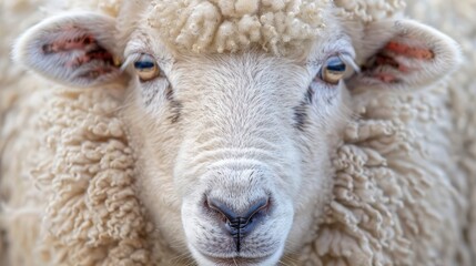 closeup sheep39s face showcasing its woolly coat gentle eyes