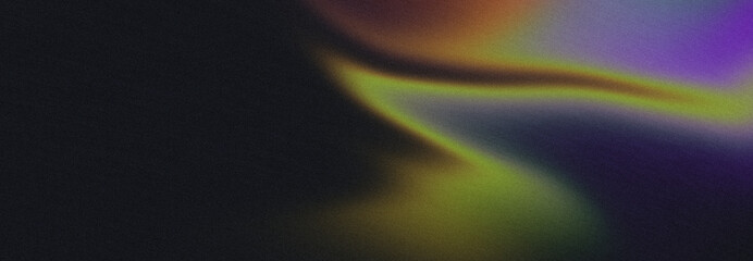 Glowing abstract grainy gradient background, purple blue green black noisy texture banner poster cover header backdrop design