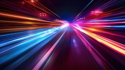 Background wallpaper with the notion of light speed technology. Generative Ai