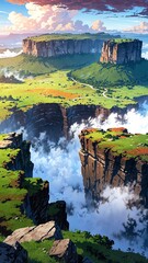 Fototapeta premium mount roraima venezuela natural wonders around the world morning view anime